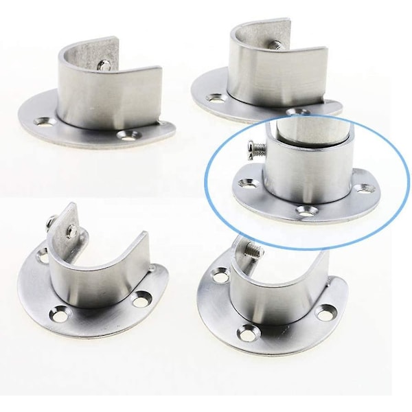 Garderobe Skinne Støttebrakettsett i Rustfritt Stål (4 stk) - 25mm Flens