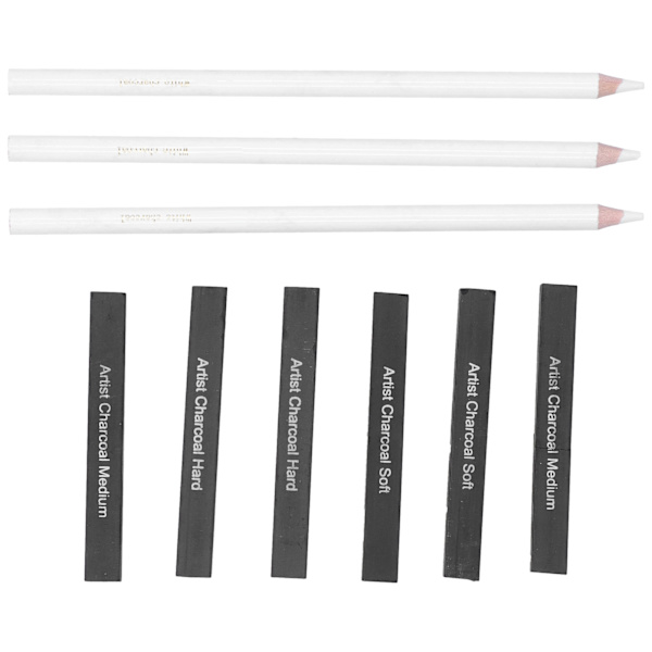 Hvit kullblyanter Karbontegning for Art Student Sketch Painting Accessories