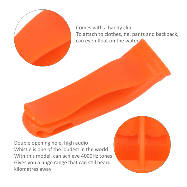 15 st PP-plast stark orange utomhus nödöverlevnad varning säkerhet räddningssport lekplats snabb visselpipa