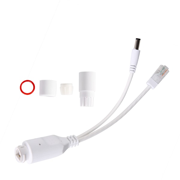 24V vandtæt IP-kamera Power Over Ethernet Adapter POE Kabel Splitter Injector White