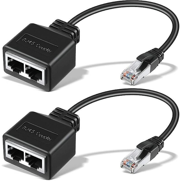 2 kpl RJ45 Ethernet-kaapelin verkkosovitin Ethernet-jakaja-adapteri Ethernet-jatkojohto kaksoisverkkosovitin sopii Cat5 Cat5e Cat6 Cat7 LAN-sovitin Plu