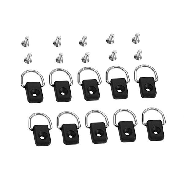 10 stk Svart Kano Kajakk Fiskerigging D Ring Med M6 Skruer For Bungee Kit Tilbehør
