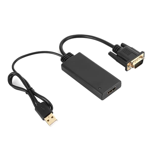 ABS Sort VGA til HDMI-konverter USB med lydskifteradapter til computer PC bærbar DVD Sort