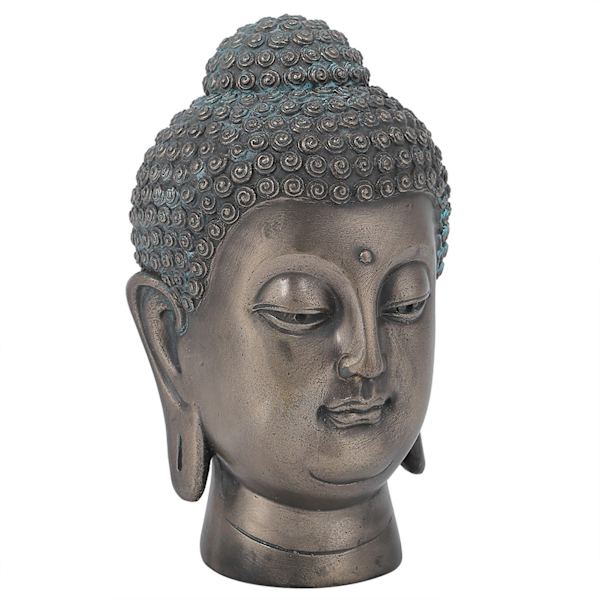 Harpiks Buddha Hoved Statue Figur Ornament Buddhistisk Forsyning Hjem Bordplade Stue Udsmykning