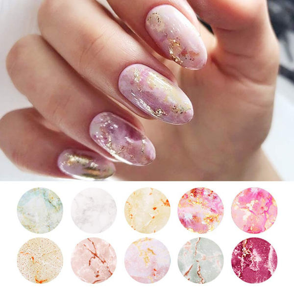 Marmor Nail Foil Transfer Sticker Nail Art Stickers Tips Wraps Folie Transfer Klæbemiddel Glitter Akryl gør-det-selv-negledekoration