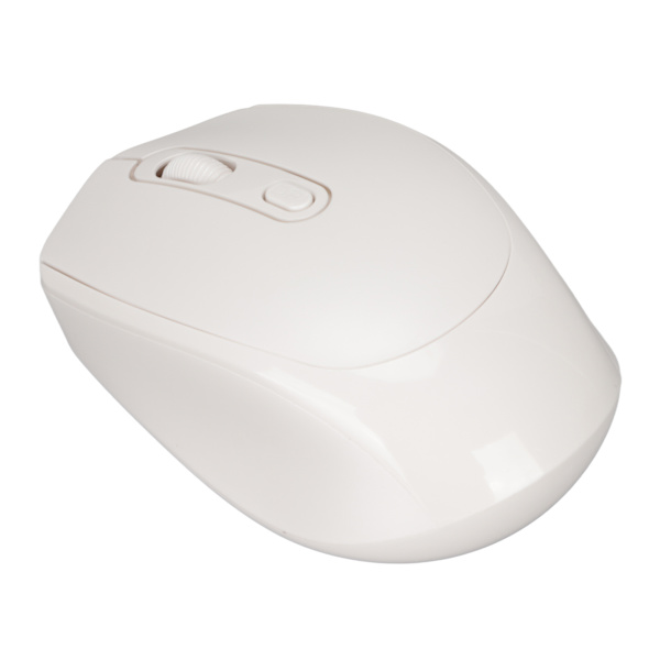 Trådlös mekanisk mus ergonomisk design 3 nivåer justerbar DPI 1600DPI 2.4G USB uppladdningsbar mus vit