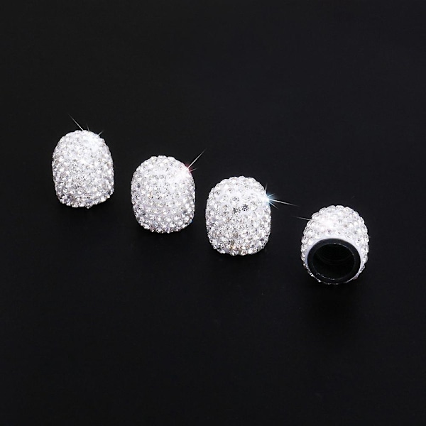 4 stk. Krystal Diamant Rhinestone Dækventil Hætter Universal Ventil Støvhætter Bling Biltilbehør
