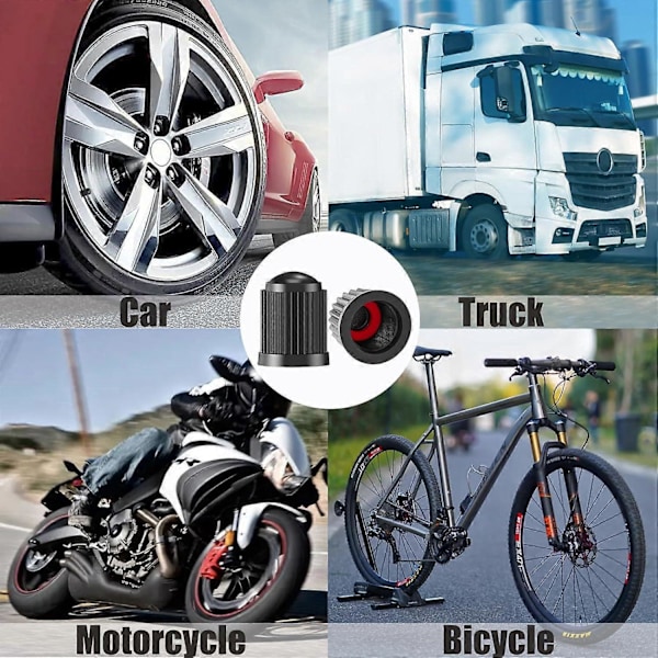 10 KPL Rengasventtiilin Suojuksia, O-tiivisterenkaalla, Universaalit Venttiilin Pölysuojat Maastoautoille, Autoille, Polkupyörille, Moottoripyörille, Ilmatiivis Tiiviste, (10 Kpl Musta)
