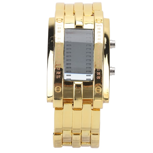 Watch Mode Utsökt vattentät legering LED watch för män med binärt tidslägesdisplay (Guld för män)
