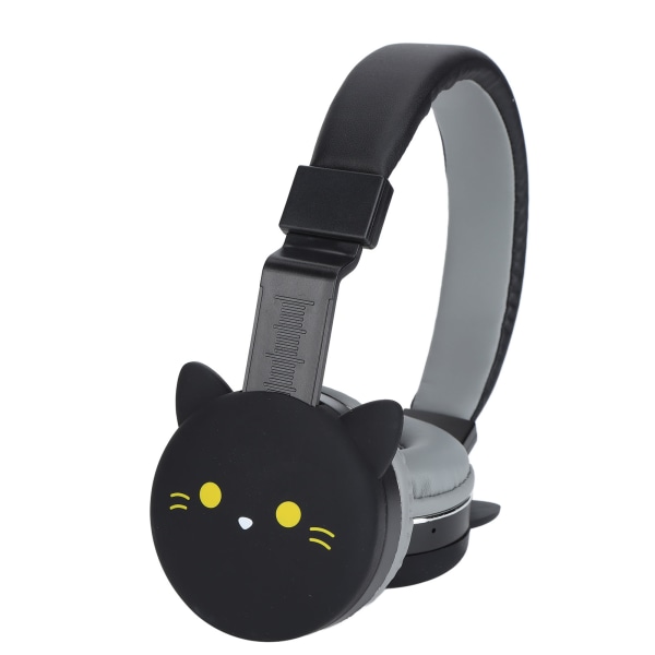 Barnheadset Cute Animals Bluetooth 5.0 Barnhörlurar med mikrofon för barn Liten svart katt