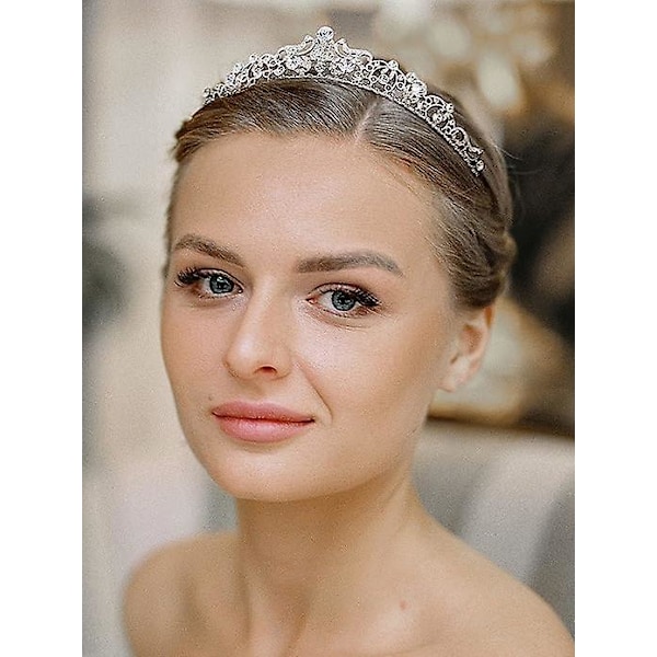 Roséguld Bröllop Tiara och Kronor med Sido Kam Rhinestone Prinsessa Huvudbonader för Kvinnor och Flickor