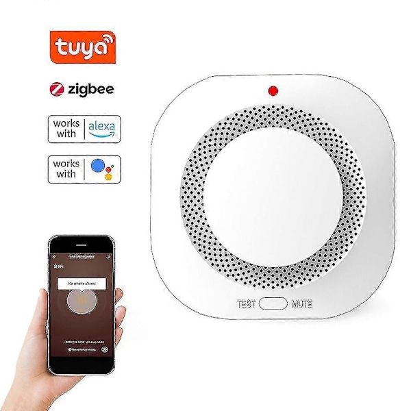Zigbee Langaton Palovaroitin - Tuya Älykäs Koti Palohälytin 360° Induktiolla, Ääni- ja Valohälytyksellä