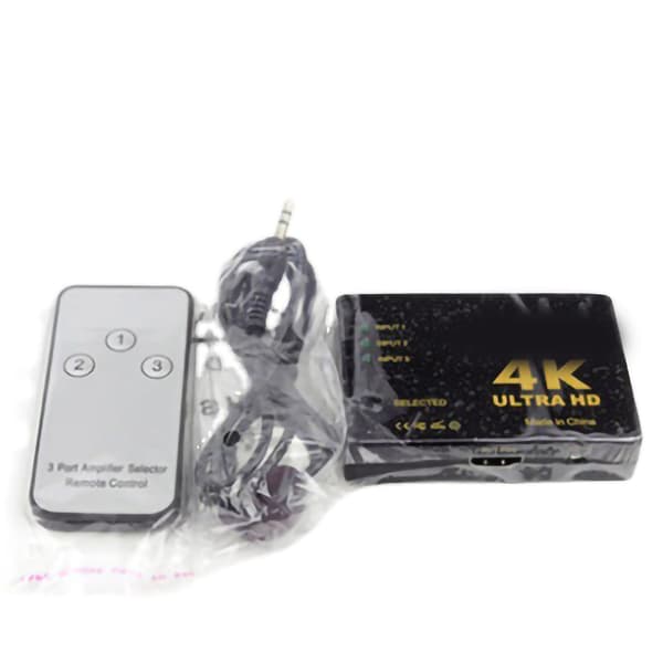 HD Multimedia Interface Switch Plug and Play fjernkontroll 4K videokonverterer for bærbar PC spillkonsoller svart 3 inn 1 ut