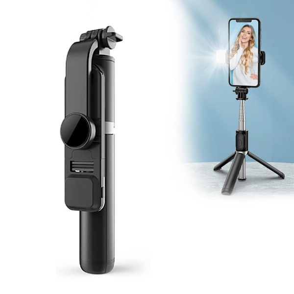6 i 1 trådløs Bluetooth Selfie Stick med Fill Light Trådløs Bluetooth Foldbar Mini Tripod 360° roterende telefonholder