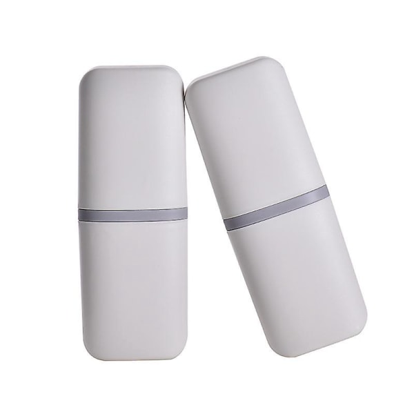 2-pack bärbar vit plasttandborsteförvaringslåda för resor