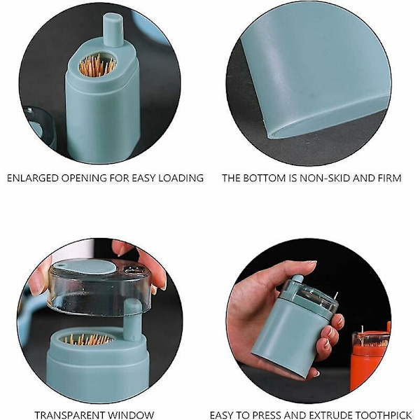 Tannpirker Oppbevaringsboks Automatisk Tannpirkerholder Dispenser Pop Up Tannpirkerboks Stue Restaurant Bærbar Plast Skyve Tannpirker Oppbevaringsboks