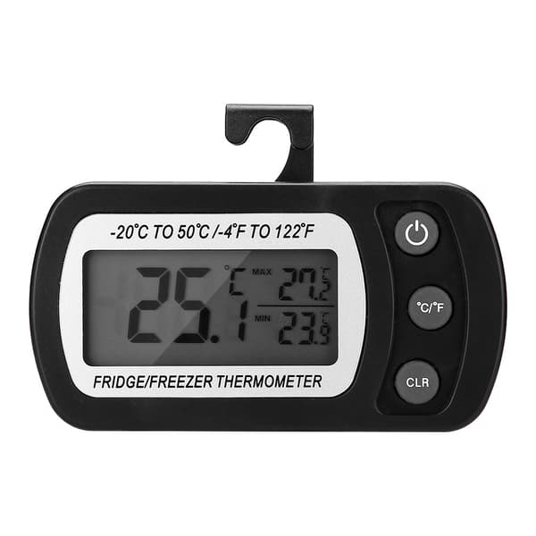 Køkken Stort LCD Køleskab Fryser Digitalt Termometer med Justerbart Stativ Sort