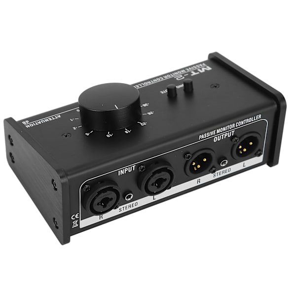 Passiv monitor-kontroller XLR og 3,5 mm grensesnitt Stor volumknapp Dempekontroll Passiv stereo volumkontroll