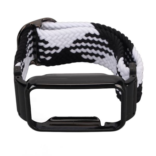 Stretch nylon flätat watch med skyddande stötfångare Case Passar för Mi Band 7 Pro Svart vitt och svart case