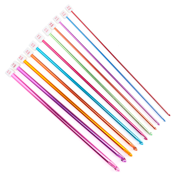 Hæklenåle Alumina 11 stk Multicolor Strikkepinde Håndværk Garn 0,08-0,30in til Strikning