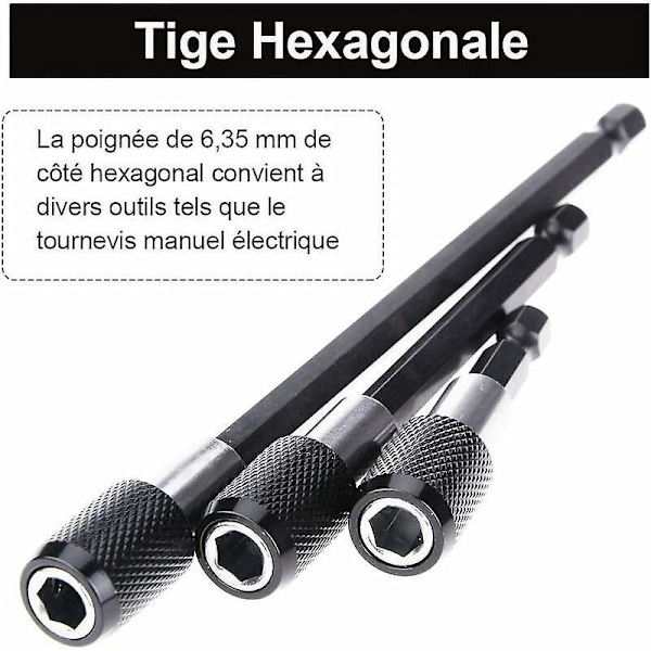 3 st 6,35 mm Hex Skaft Magnetisk Förlängningsbitshållare För Skruvmejsel 60mm 100mm 150mm Snabbkopplings Förlängningschuck Adapter Kit För Skruvar, Muttrar och A