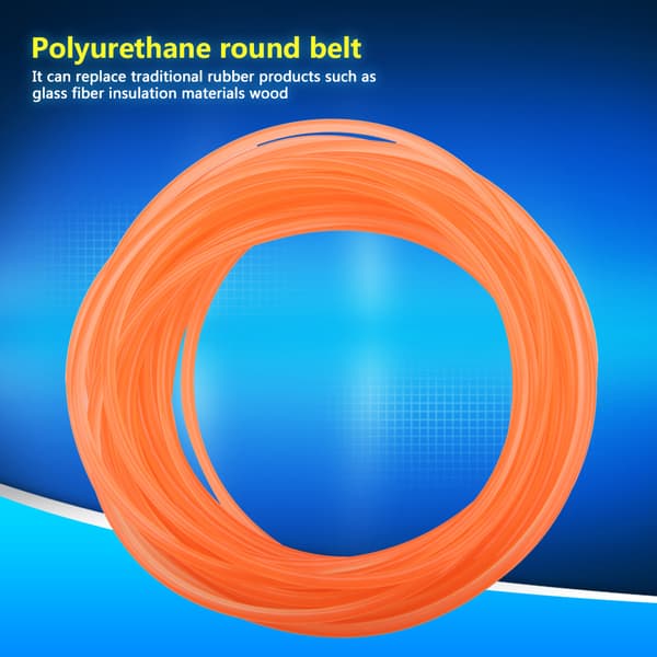 Oransje Glatt Overflate PU Polyuretan Rundreim for Drivtransmisjon (6mm*10m)