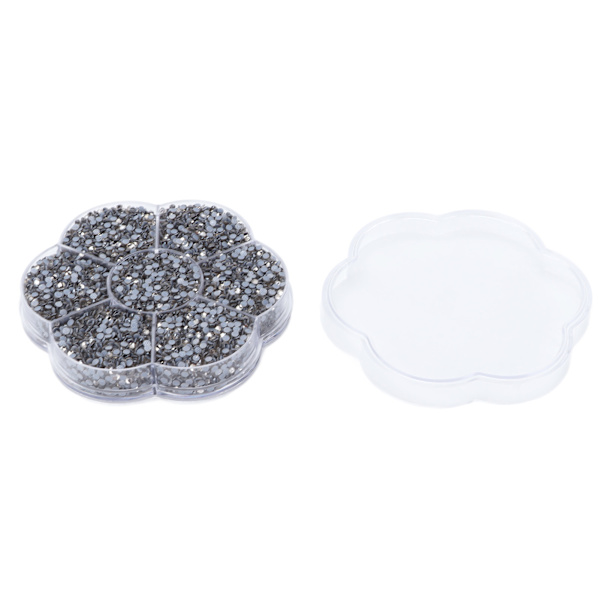 14400 stk flate bakre rhinestones, blendende fargerike DIY robuste iriserende rhinestones runde perler for manikyr sminke gjennomsiktig grå
