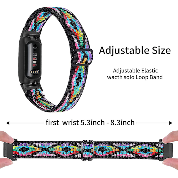 Fitbit Inspire 3 Elastisk Flettet Nylon Solo Loop Sport Watch Band Sort - 414