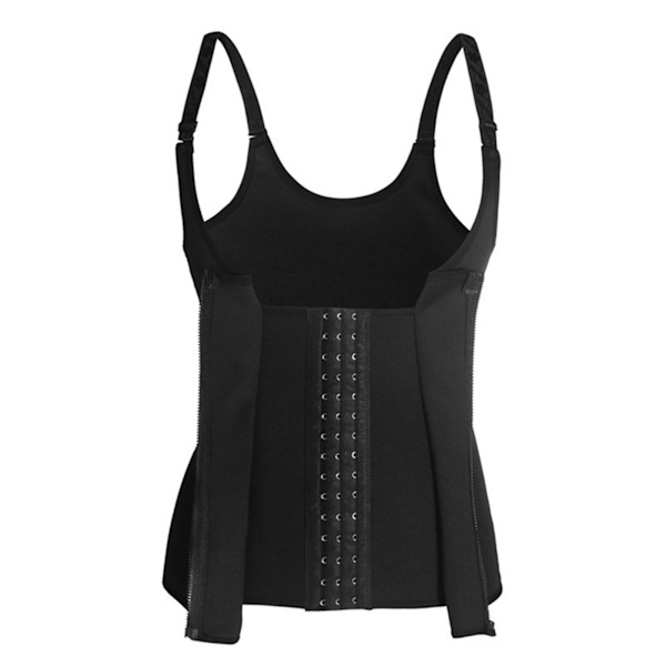 Kvinders underbust korset taljetræning 2 i 1 multifunktionel lynlås foran korsetoverdele til fitness bryllup Cosplay Sort L