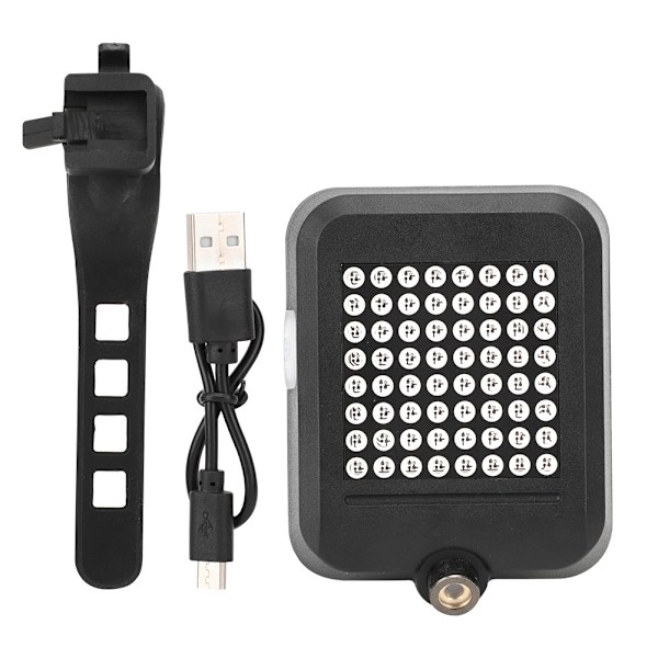 Intelligent USB Laddcykel Varning Bakljus Cykel Blinkerslampa Cykelutrustning svart