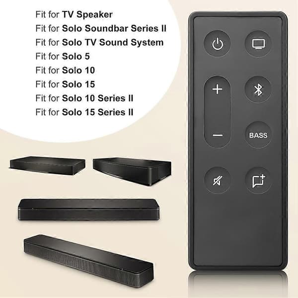 Replacement Remote Control for Bose TV Speaker, Solo Soundbar Series II, Solo 5, 10, 15 Svart