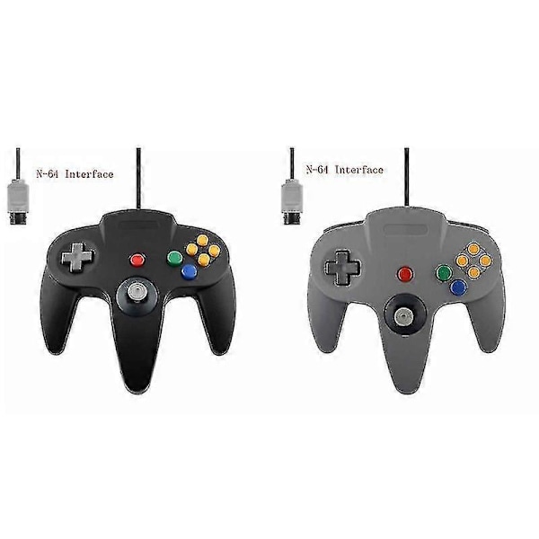 2-pack Klassisk Trådbunden N64-handkontroll Retrospel 64-bitars Gamepad Joystick Ersättning 172 st