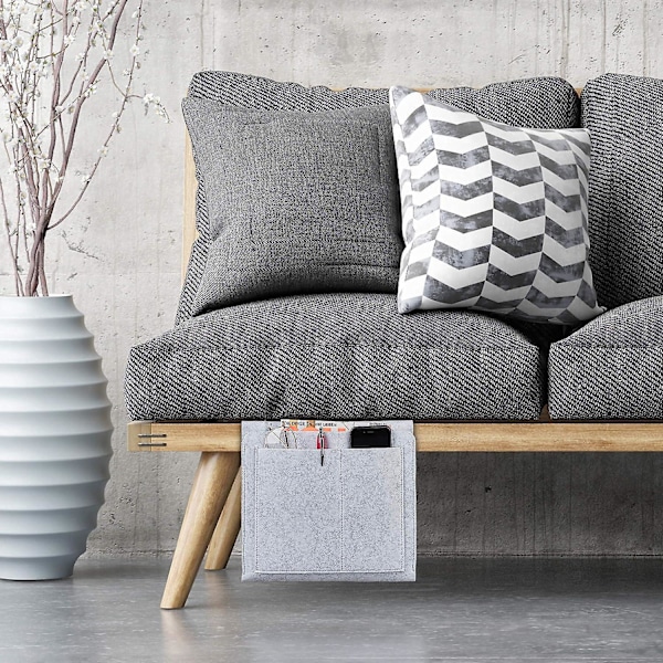 Grå filt senglomme - Hængende arrangør med 5 rum, 32*20*10cm, Sofaopbevaring
