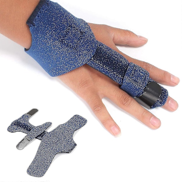 Fingerskinne, aftagelig fingerstøtte til enhver finger, støtte til lindring af fingerubehag, forstuvninger, Mullet-skade A_SZXM Blå