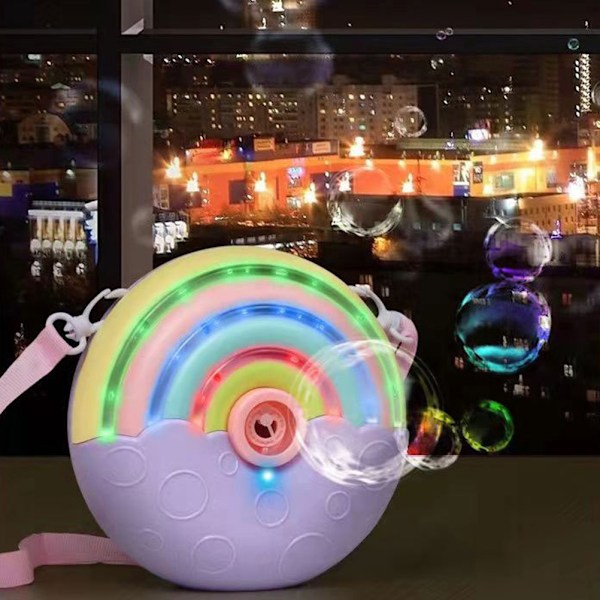 Elektrisk bubbelmaskin regnbåge automatisk bubbelblåsare med ljus och musik sommar utomhusleksak bubbelmaskin