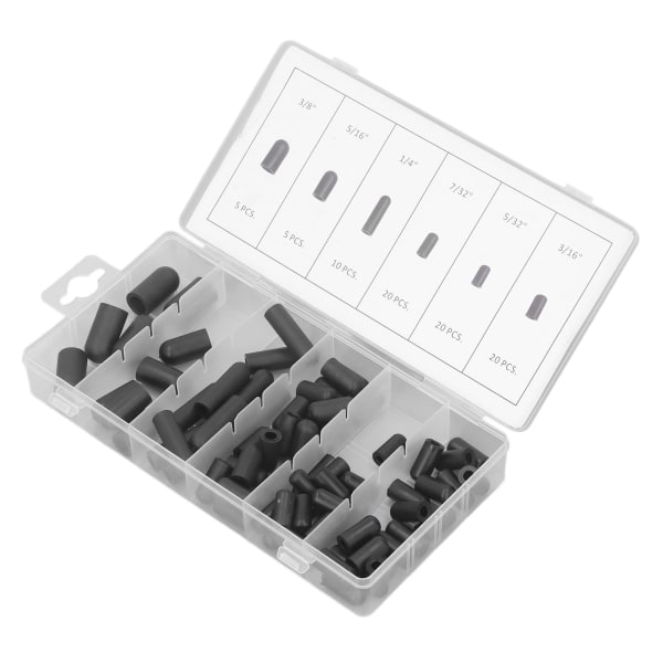 80 st dammsugare hatt plugg sortiment kit gummi hög temperatur resistent läckagesäker dammsugare hatt 5/32in till 3/8in svart