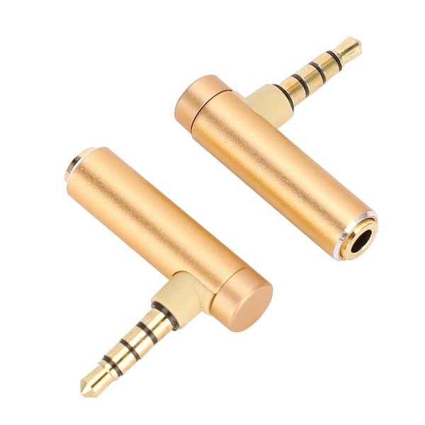 2 stk. 3,5 mm hann til hunn lydadapter Rettvinklet stereohodetelefonkabel Jack Plugg Gull