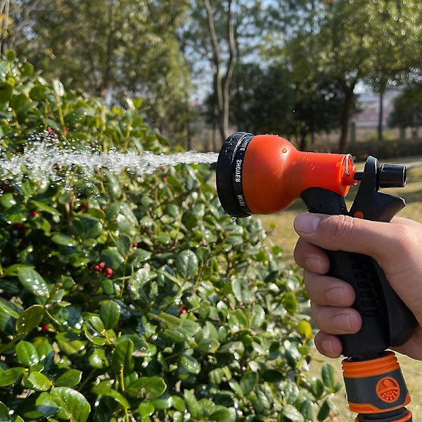 Hosecoil Metallikorinen Suihkupää 8 Säädettävää Kuviota Kevyt Kasteluväline Oranssi 1 Kpl