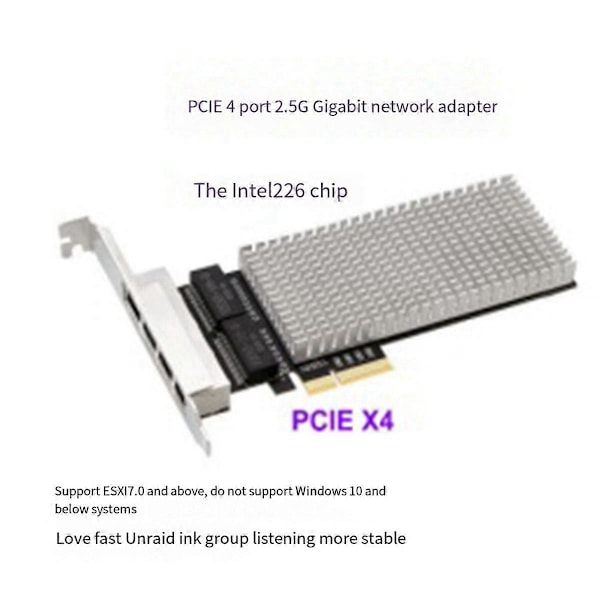 PCIE 4-Port 2.5G Diskless Netværkskort, Gigabit Kablet Netværksport (A)