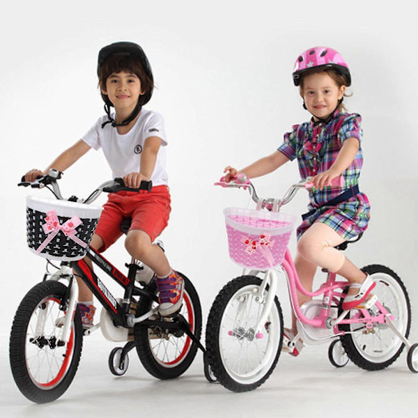 Ny børnecykel flettet kurv børnecykel kurv scooter kurv gave Zekai pink