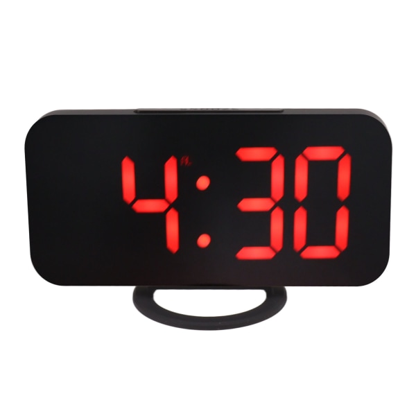 Digital spegelklocka dimbar dubbel USB-laddningsport LED elektronisk väckarklocka med snooze-funktion för sovrumskontor svart kropp röd typsnitt