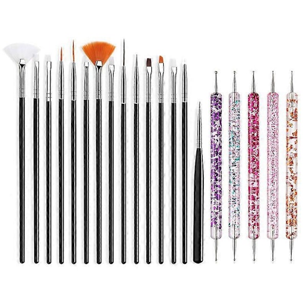 5/20 st Nagelborstar Set, Nagelkonstborstar för Målning, Ritning, Prickning och Gravering, Manikyrverktyg, Akryl, UV Gel och Nagelpulver17