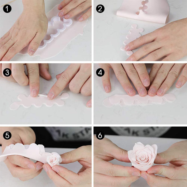3 stk Rose Petal Former Rose Petal Cutter for Cake Fondant Dekorering Baking Verktøy