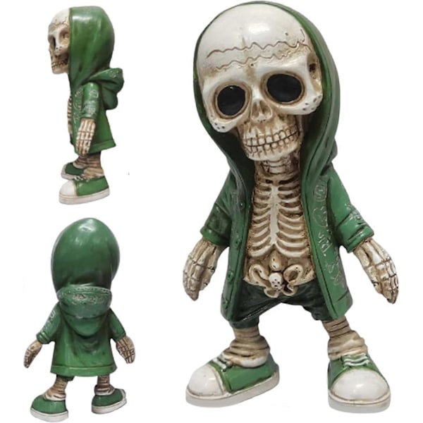 Seje Skelet Figurer Resin Håndværk Statue Kranie Skulptur Unik Gave Bordpynt til Hjemmekontor Stue Bordplade Stil