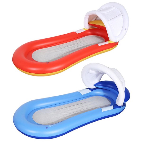 Pool Float Med Baldakin Uppblåsbar Pool Float Flotte Bekväm Hållbar Utomhus Vatten Säng