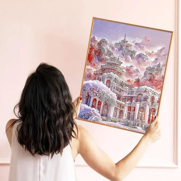 Tiangong Castle 5D Diamond Painting Kit - DIY-diamantbroderi för hem- och väggdekoration - Full Landscape Design - 30*40cm