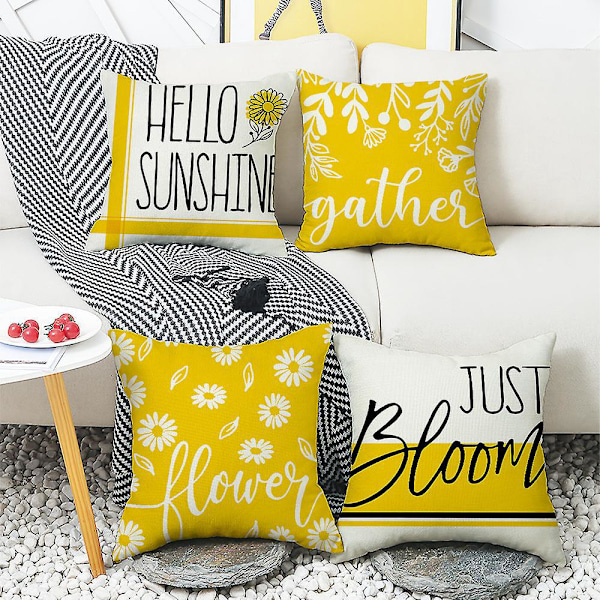 Sett med 4 stk Søte Enkle Putetrekk 45 x 45 cm, Putetrekk til Sofa Hjem Stue Soverom Dekor