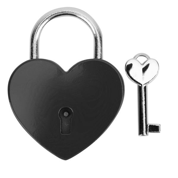 Sydänlukko metalli värikäs hieno riippulukko kodin askartelutarvikkeet avaimella 45x59mm musta