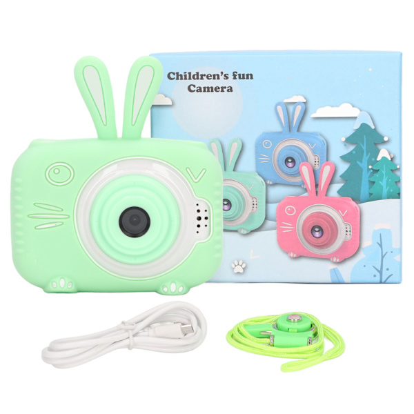 Barnekamera Mini Grønn Dual Kamera X5 HD 20MP USB Lading Autofokusering Innebygd Foto Klistremerker Kamera Leker