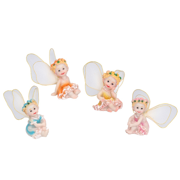 4 stk Blomsterfe Figuriner Hage Hjem Ornament Fe Figurer Harpiks Håndverk Bonsai Dekorasjon